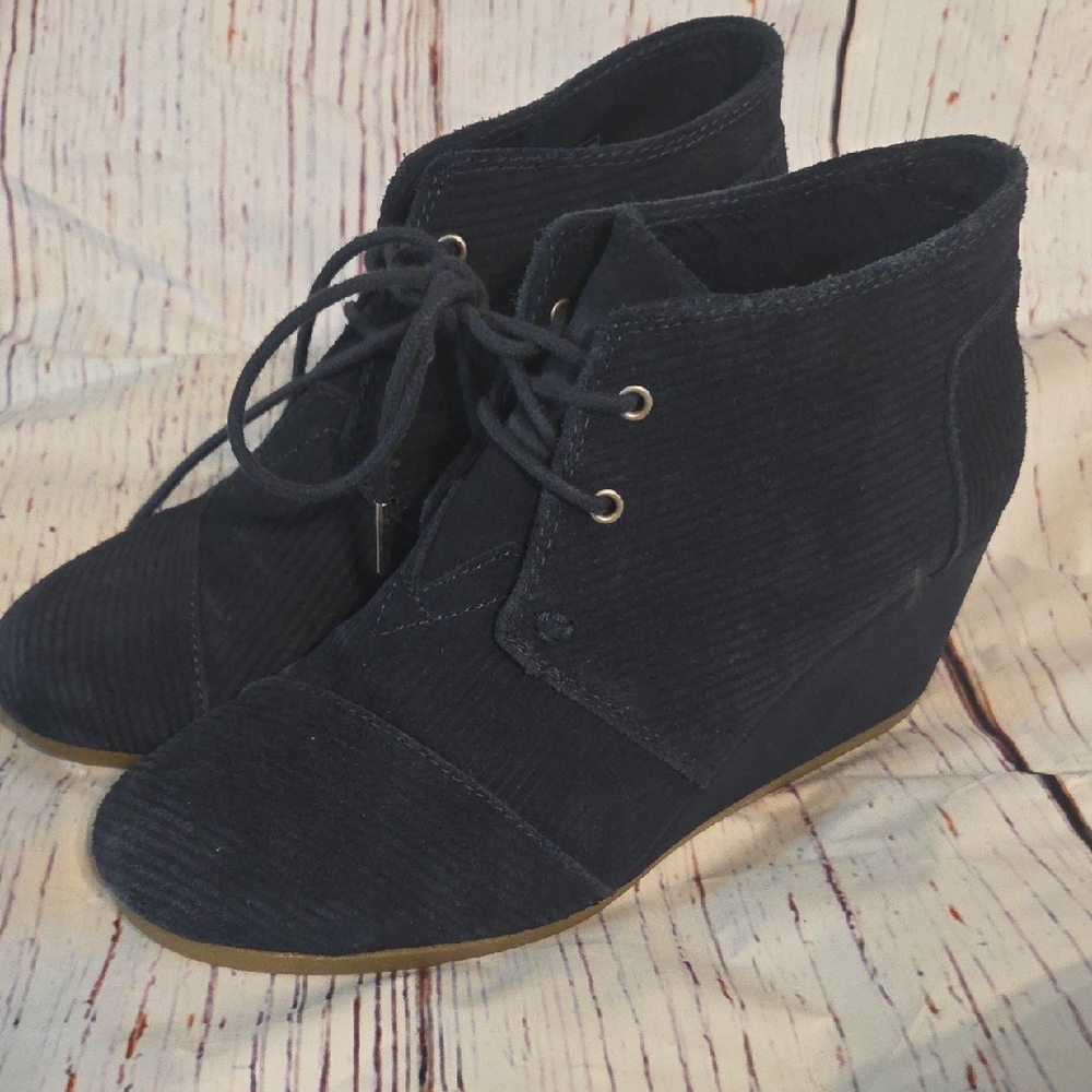 Toms Navy Wedge Ankle Boots